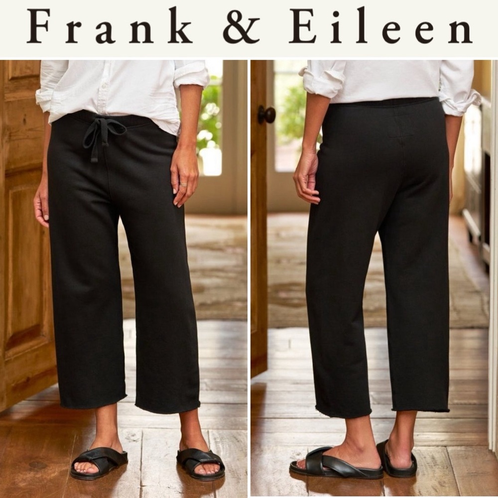 Frank & Eileen CATHERINE Favorite Sweatpant Black S TRIPLE FLEECE Ankle Cropped